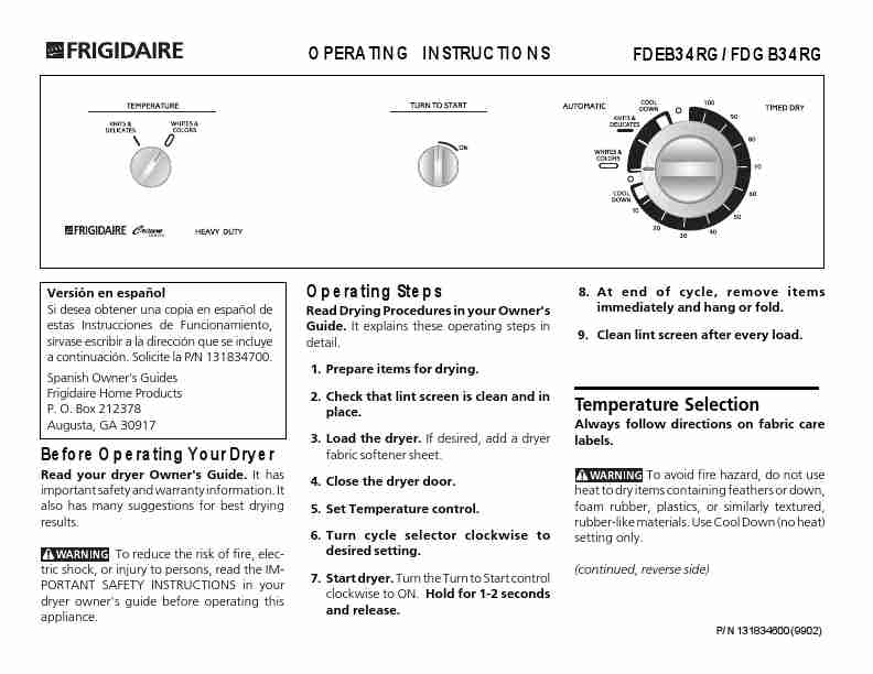 Frigidaire Clothes Dryer FDEB34RG-page_pdf